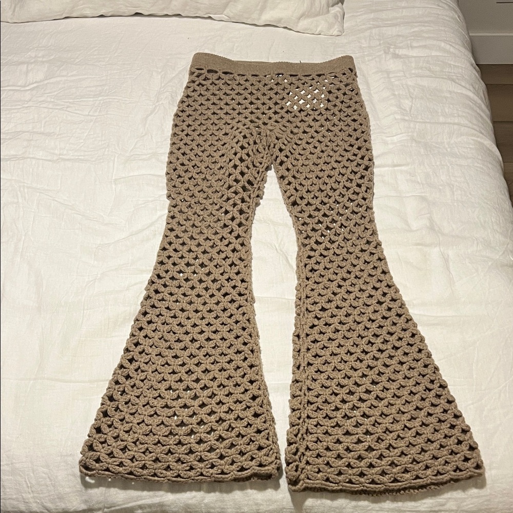 Marlene Birger Welira 100% Wool Crochet Pants Fallen Rock color. - Picture 6 of 12